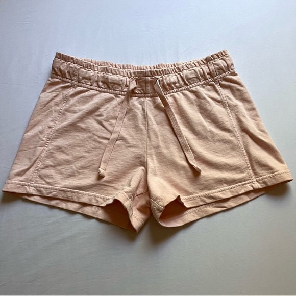 PEOPLE OF LEISURE peach pink orange knit drawstring high rise shorts